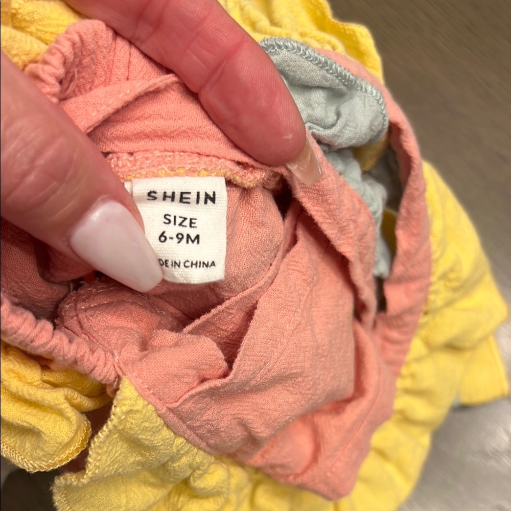 SHEIN Kids Ruffled One Piece - Coral, Yellow, and Light Blue - Picture 3 of 3